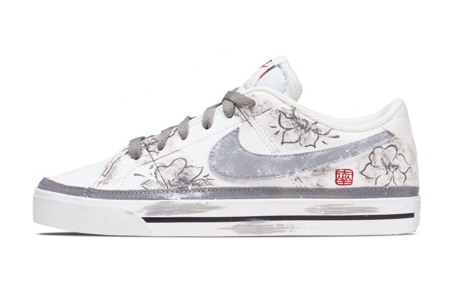 Nike Nike Court Legacy Ink White Space Wear resistant And Lightweight Low top Skateboard Shoes Unisex White Gray