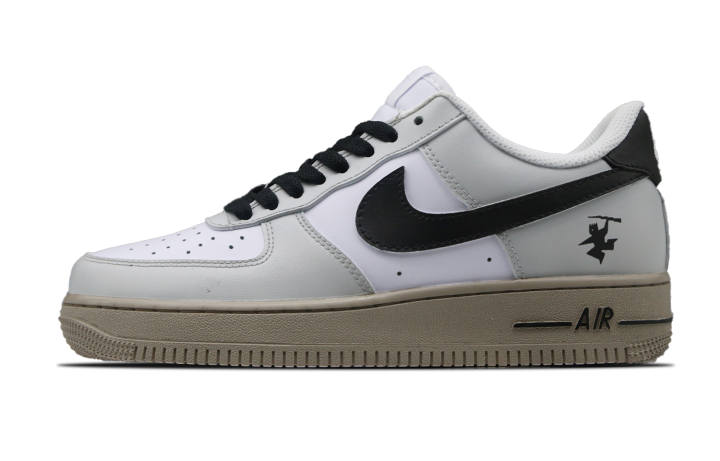 Nike Nike Air Force 1 Leap Slip Resistant Abrasion Resistant Low top Skateboard Shoes Men's Black Gray White