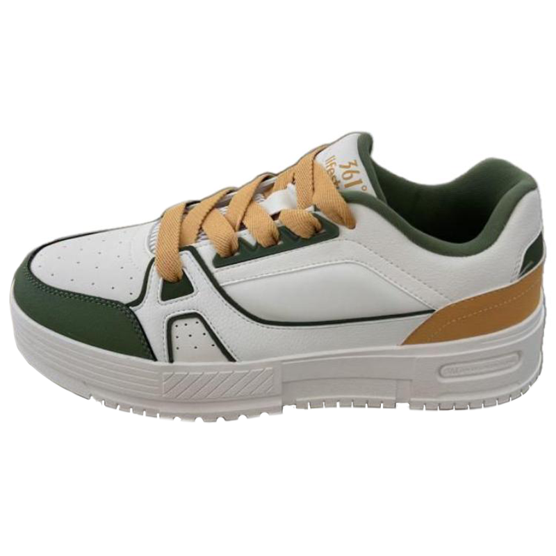361° Slip Resistant Abrasion Resistant Low top Skateboard Shoes Men's White Green