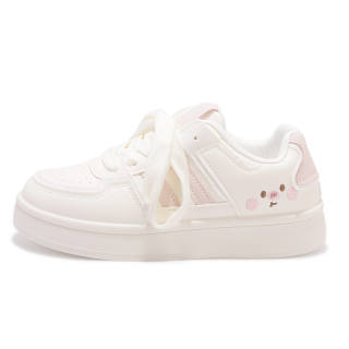 SHENLINSEN Abrasion Resistant Lightweight Wear resistant And Lightweight Low top Skateboard Shoes Women's White Pink