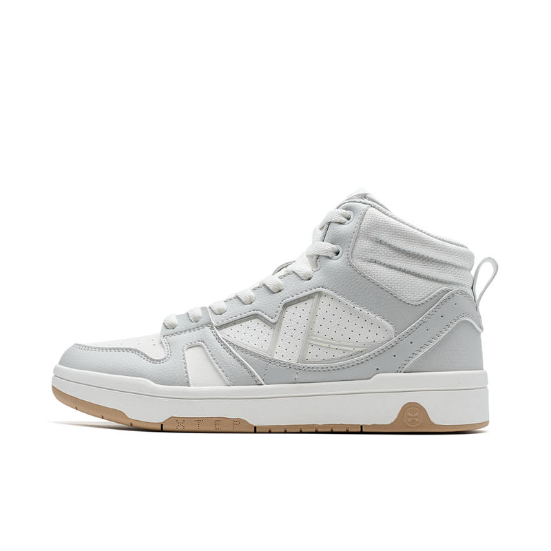 XTEP MAXX LITE Synthetic Leather Abrasion Resistant High top Skateboard Shoes Women's Sail White/Lunar Stone Gray