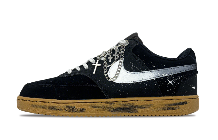 Nike Nike Court Vision 1 Synthetic Leather Cushioning, Wear Resistant Low top Skateboard Shoes Men's Black