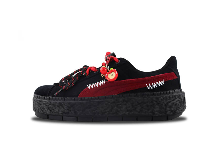 PUMA Platform Trace Slip Resistant Abrasion Resistant Low top Skateboard Shoes Women's Black Red
