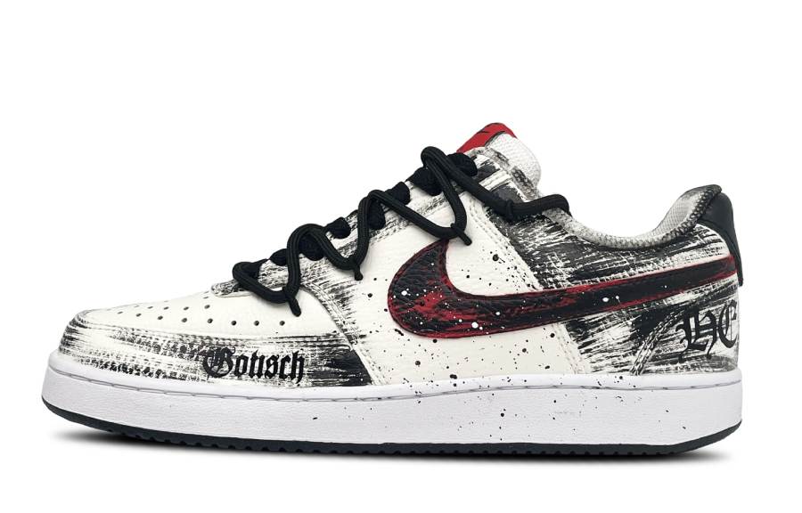 Nike Nike Court Vision 1 Wear resistant And Lightweight Low top Skateboard Shoes Men's Black Red