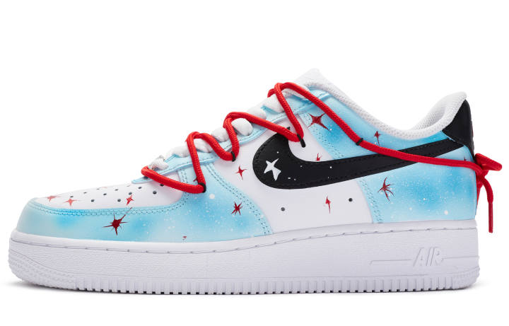 Nike Nike Air Force 1 Low top Skateboard Shoes Men's Blue White Red Black