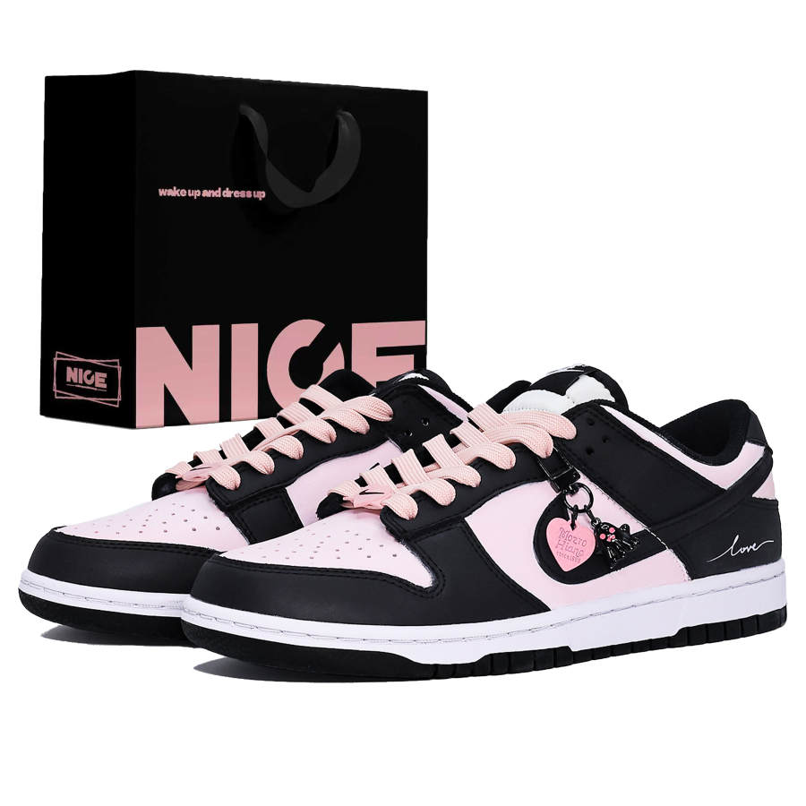 Nike Nike Dunk Abrasion Resistant Lightweight Wear resistant And Lightweight Low top Skateboard Shoes Women's Pink Black