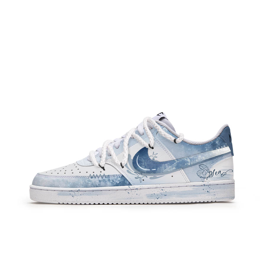 Nike Nike Court Vision P.M.S Underwater World Slip Resistant Abrasion Resistant Low top Skateboard Shoes Men's Blue White