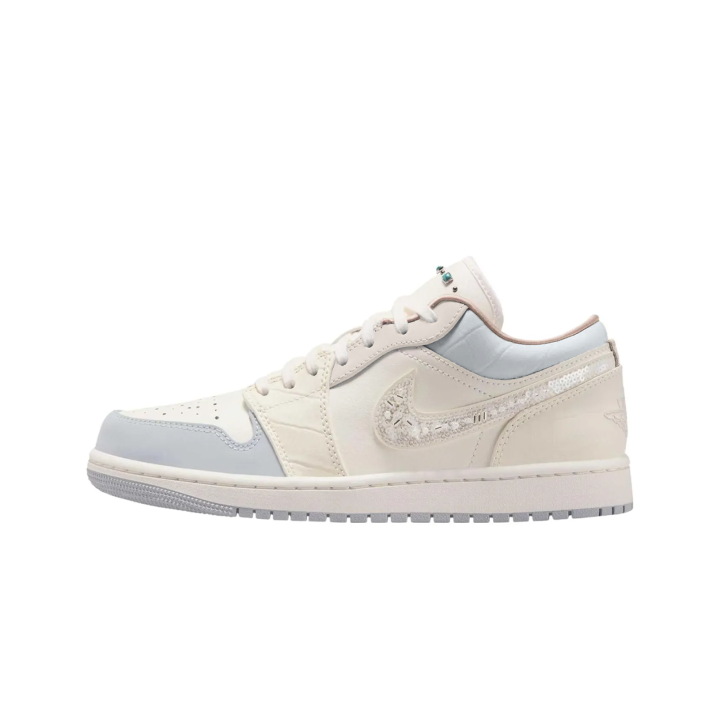 Jordan Jordan Air Jordan 1 Bright Pearl Abrasion Resistant Low top Skateboard Shoes Unisex Light Pearl White