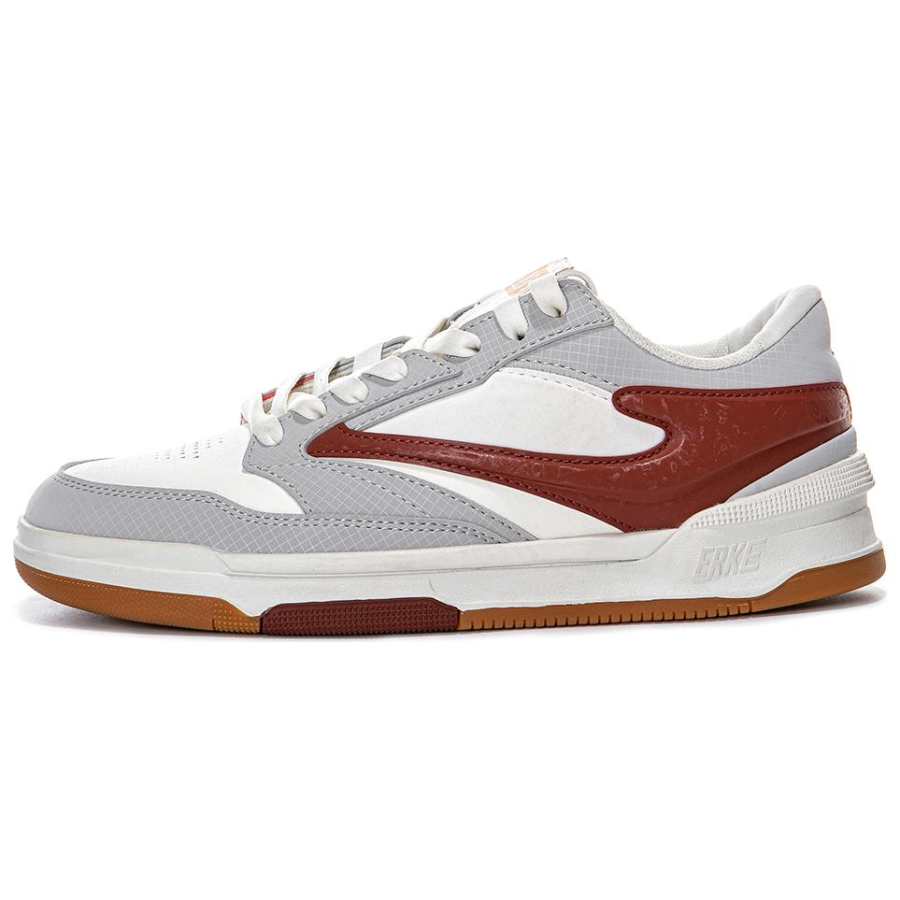 Erke Abrasion Resistant Low top Skateboard Shoes Women's White Gray