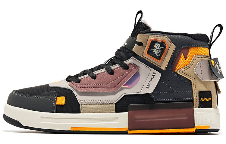 Erke Gintama Action Figure Collection Fashion High top Skateboard Shoes Men's Black Gray