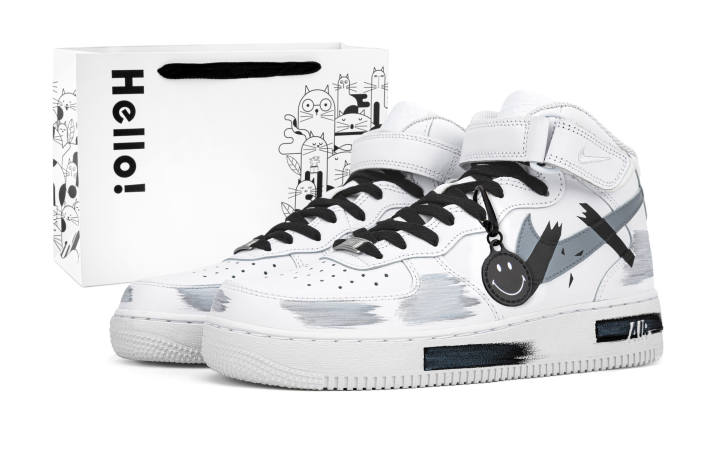 Nike Nike Air Force 1 Slip Resistant Abrasion Resistant Mid top Skateboard Shoes Unisex Concrete Gray