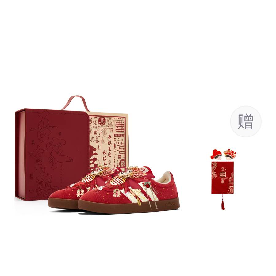 Adidas Adidas Vl Court Classic Abrasion Resistant Abrasion Resistant Low top Skateboard Shoes Unisex Red Gold