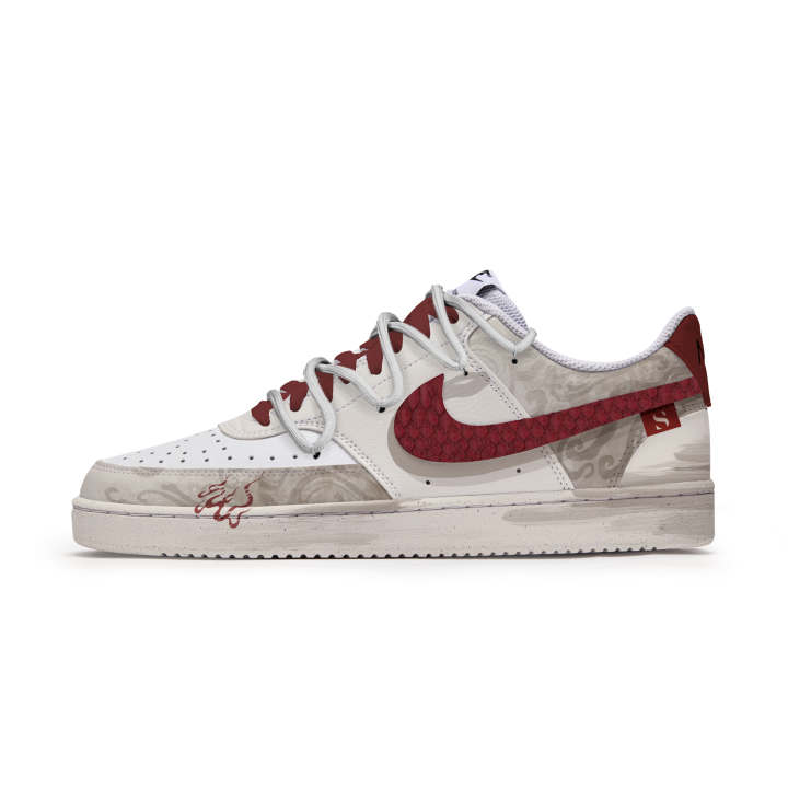 Nike Nike Court Vision P.M.S Scarlet Flame Snake Synthetic Leather Slip Resistant Waterproof Non Slip And Waterproof Low top