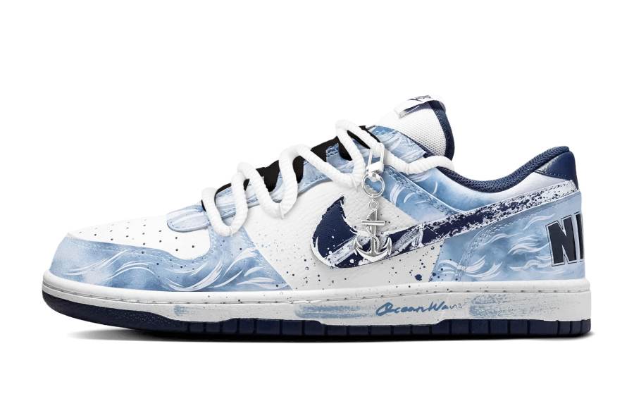 Nike Nike Big Blue White Current Cushioning, Wear Resistant Low top Skateboard Shoes Unisex