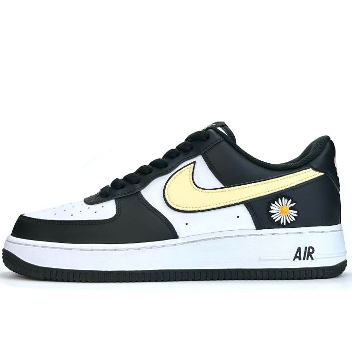 Nike Nike Air Force 1 Small Daisy, Black White, Black Warrior Cushioning Abrasion Resistant Low top Skateboard Shoes Unisex