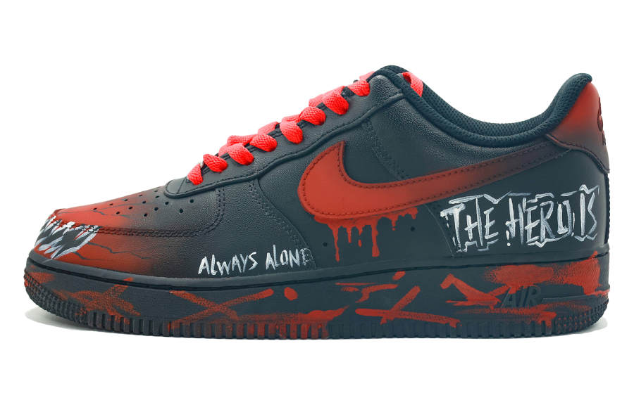 Nike Nike Air Force 1 Abrasion Resistant Abrasion Resistant Low top Skateboard Shoes Unisex Black Red White