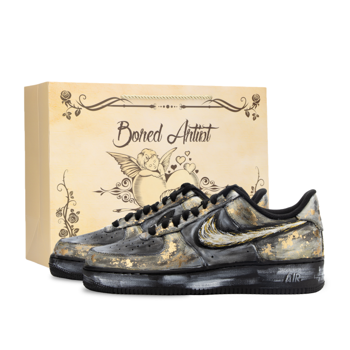 Nike Nike Air Force 1 Skateboard Shoes Unisex Low Top Black/Gold
