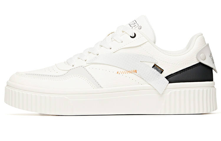 Anta Synthetic Leather Slip Resistant Abrasion Resistant Low top Skateboard Shoes Men's Ivory White/Black