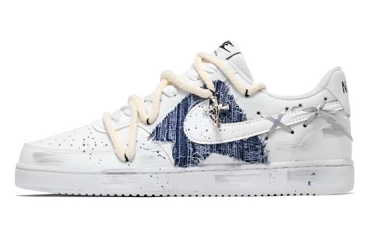 Nike Nike Court Vision 1 Narrative Filler Abrasion Resistant Abrasion Resistant Low top Skateboard Shoes Unisex White Blue