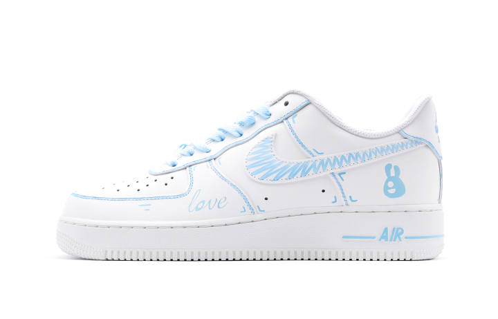 Nike Nike Air Force 1 Low Blue Comic, Anime Low top Skateboard Shoes Men's Blue White