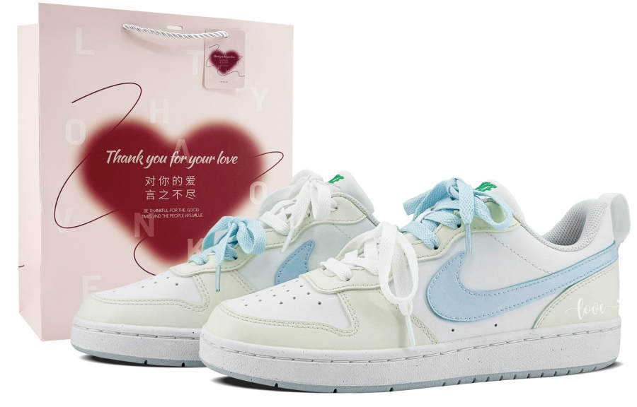 Nike Nike Court Borough Slip Resistant, Abrasion Resistant, Waterproof Low top Skateboard Shoes GS White Yellow Blue