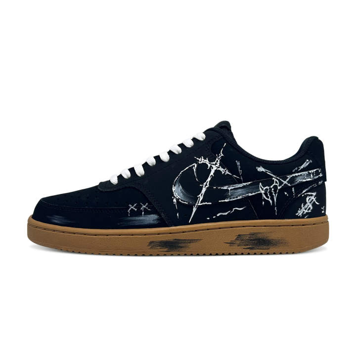 Nike Nike Court Vision 1 Black Knight Abrasion Resistant Low top Skateboard Shoes Unisex Black White