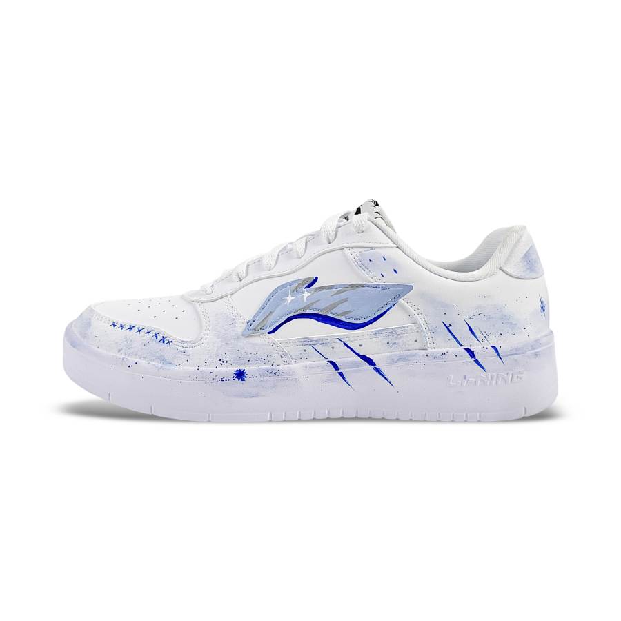 Li-Ning Li Ning Floating Boat Slip Resistant Lightweight Height Increasing Low top Skateboard Shoes Unisex White Blue