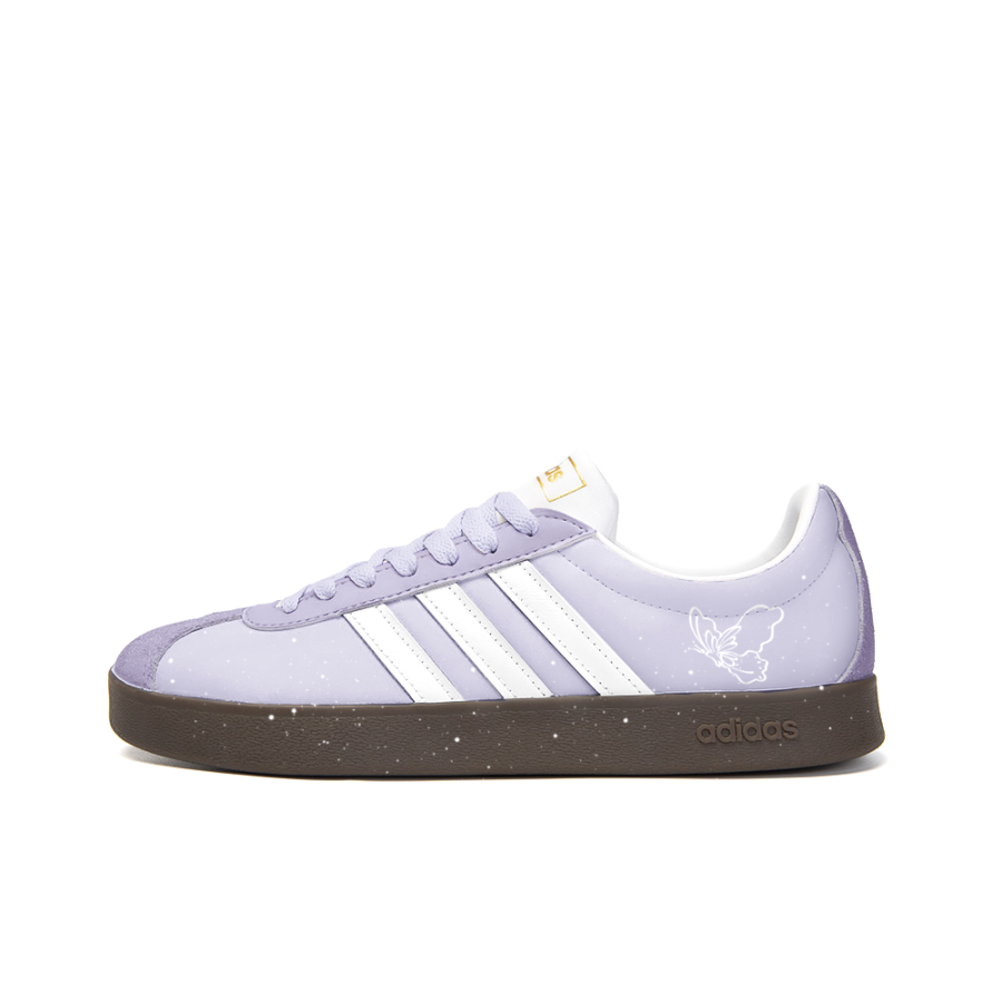 Adidas Neo VL Court 2.0 Leather Slip Resistant Abrasion Resistant Low top Skateboard Shoes Unisex White Purple