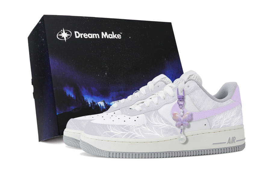 Nike Nike Air Force 1 Purple Butterfly, Black Box Slip Resistant Abrasion Resistant Low top Skateboard Shoes Women's Purple