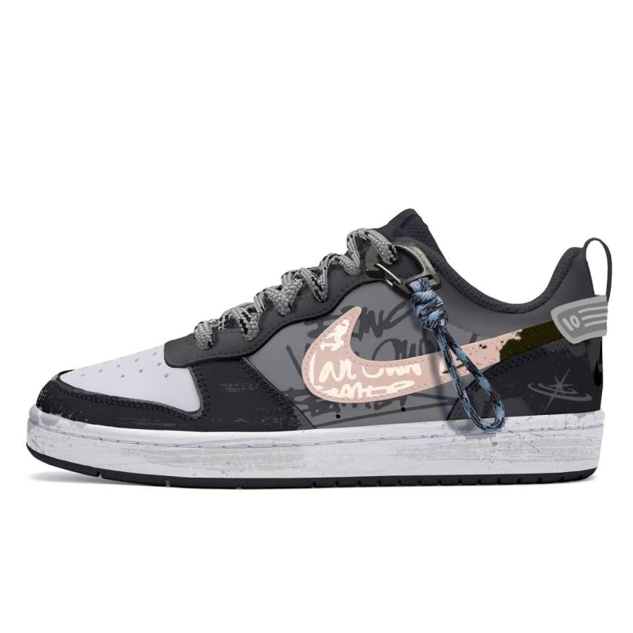 Nike Nike Court Borough Low 2 Slip Resistant Abrasion Resistant Low top Skateboard Shoes GS Black Pink