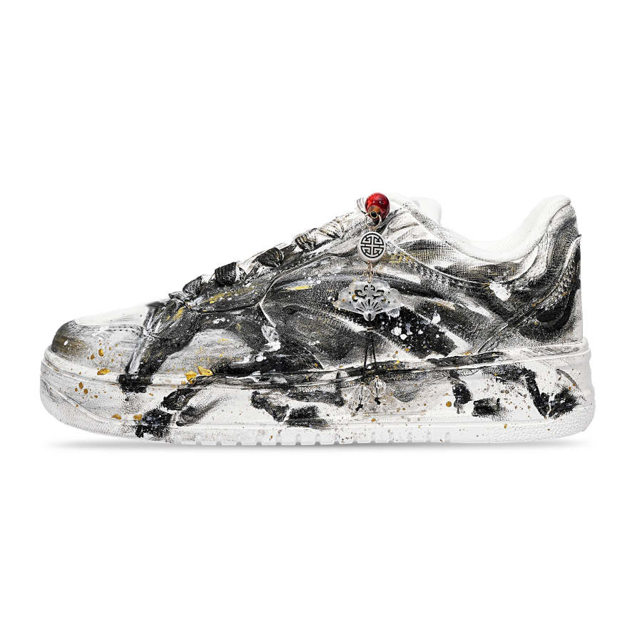 Anta Easy Slip Resistant Cushioning Abrasion Resistant Low top Skateboard Shoes Unisex Black White