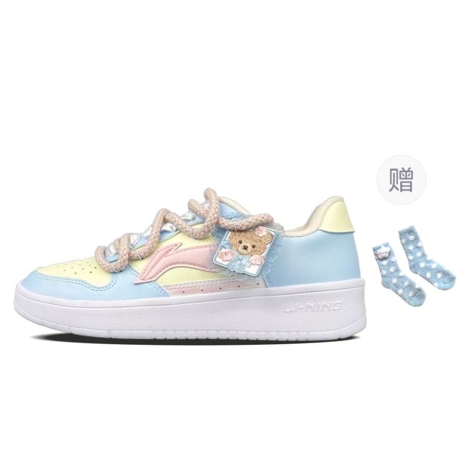 Li-Ning Li Ning Floating Boat Slip Resistant Abrasion Resistant Low top Skateboard Shoes Women's Blue Pink