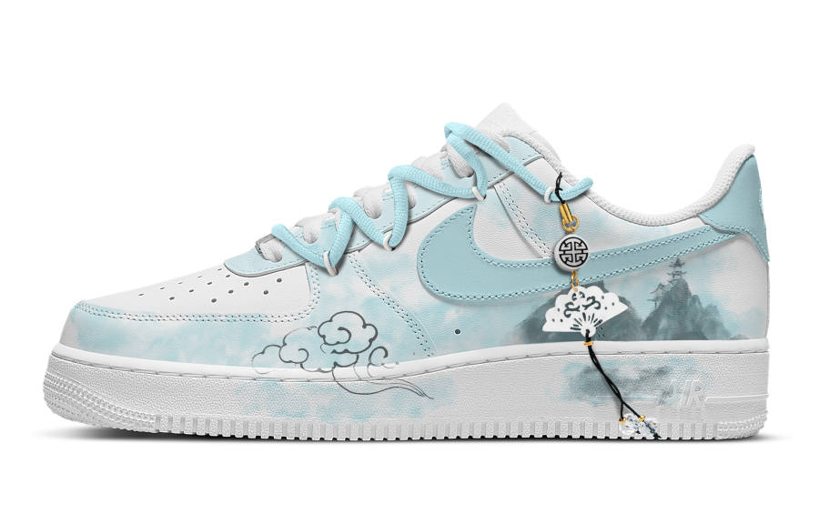 Nike Nike Air Force 1 Abrasion Resistant Low top Skateboard Shoes Men's Cyan