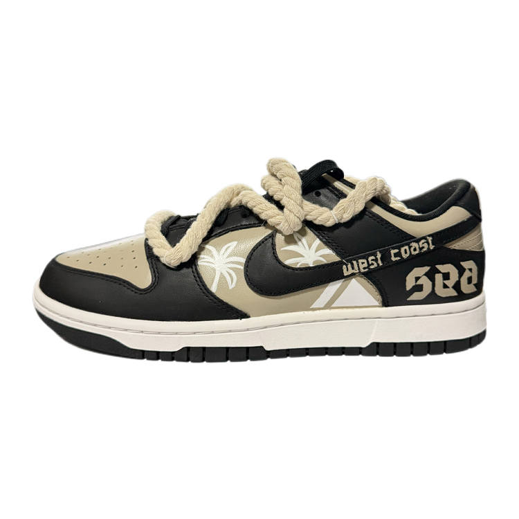 Nike Nike Dunk Low Retro Coconut Grove Coast Leather Low top Skateboard Shoes Men's Black White Brown