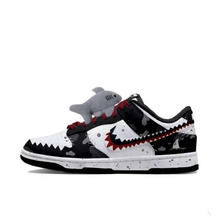 Nike Nike Dunk Abrasion Resistant Low top Skateboard Shoes Unisex Black White Gray