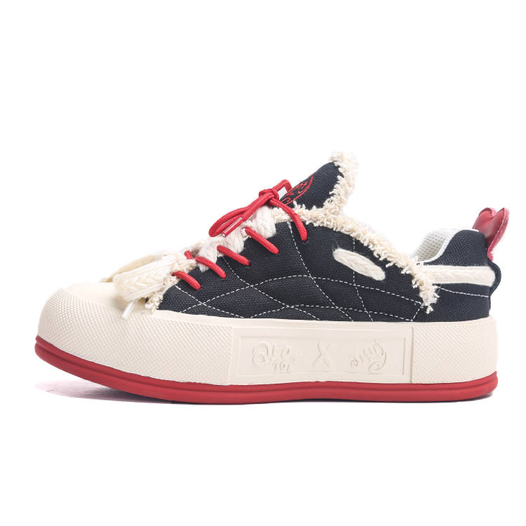 Jifffly Canvas Heart Style Slip Resistant Cushioning Breathable Height Increasing Low top Skateboard Shoes Women's
