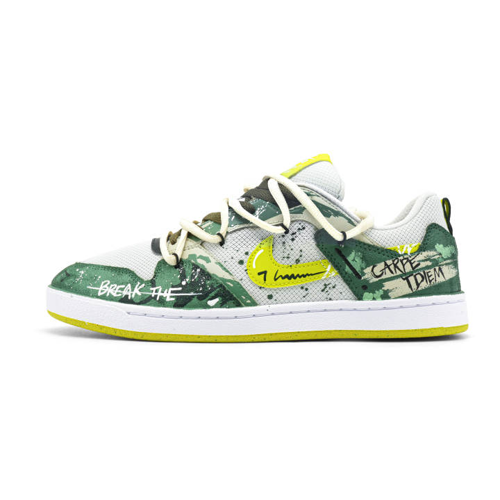 Nike Nike SB Alleyoop Multicolor Journey Suede Cushioning, Wear Resistant Low top Skateboard Shoes Men's White Green