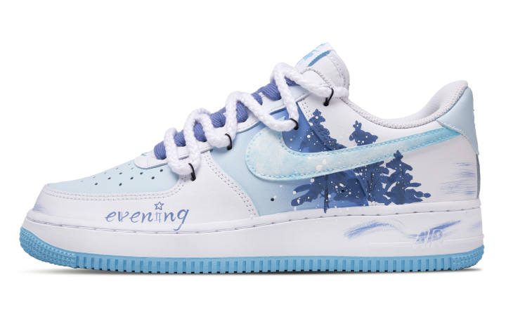 Nike Nike Air Force 1 Cold Winter Slip Resistant Low top Skateboard Shoes Men's White Blue