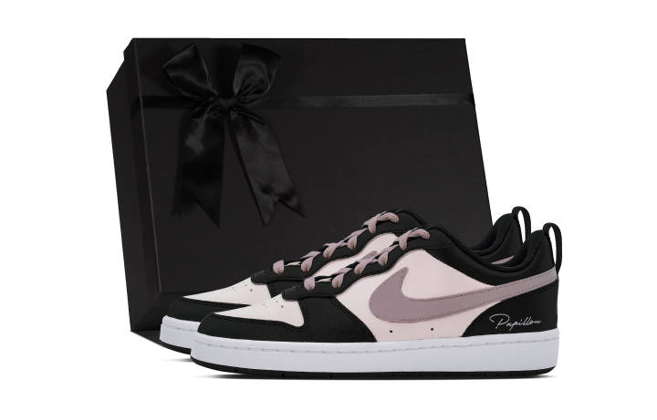 Nike Nike Court Borough DEER Black Rose Raspberry Leather Slip Resistant Abrasion Resistant Low top Skateboard Shoes Women's