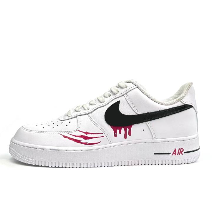 Nike Nike Air Force 1 Slip Resistant Abrasion Resistant Low top Skateboard Shoes Unisex White Black Red