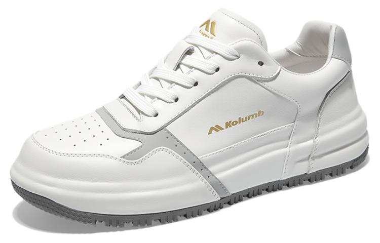 KOLUMB Top Grain Cow Leather Slip Resistant And Breathable Low top Skateboard Shoes White