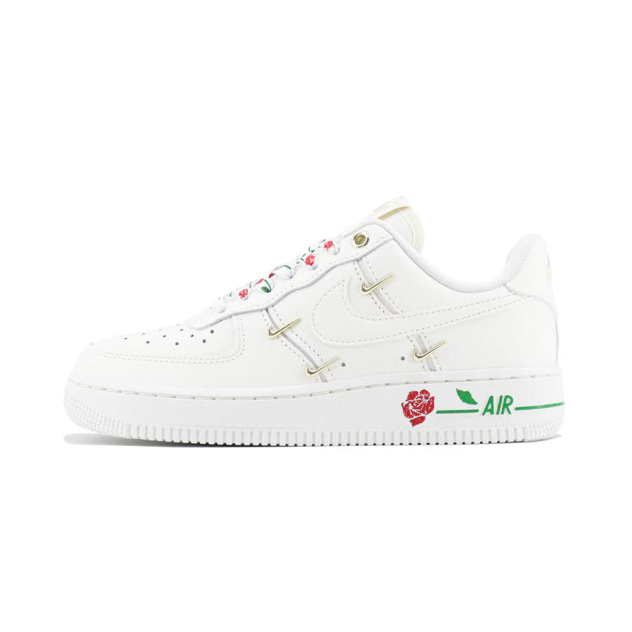 Nike Nike Air Force 1 MiNi Gold Abrasion Resistant Abrasion Resistant Low top Skateboard Shoes Women's White