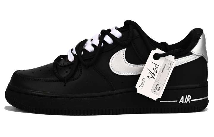 Nike Nike Air Force 1 Slip Resistant Abrasion Resistant Low top Skateboard Shoes Women's Silver Black