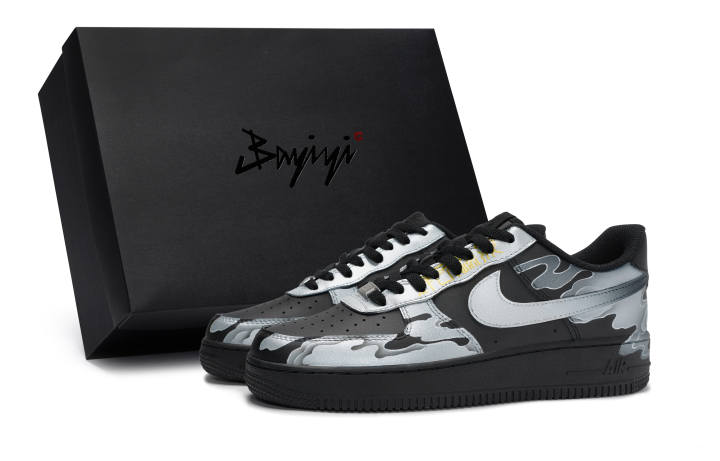 Nike Nike Air Force 1 Quick Dry Impact Resistance Quick Dry Impact Resistance Low top Skateboard Shoes Unisex Black Silver
