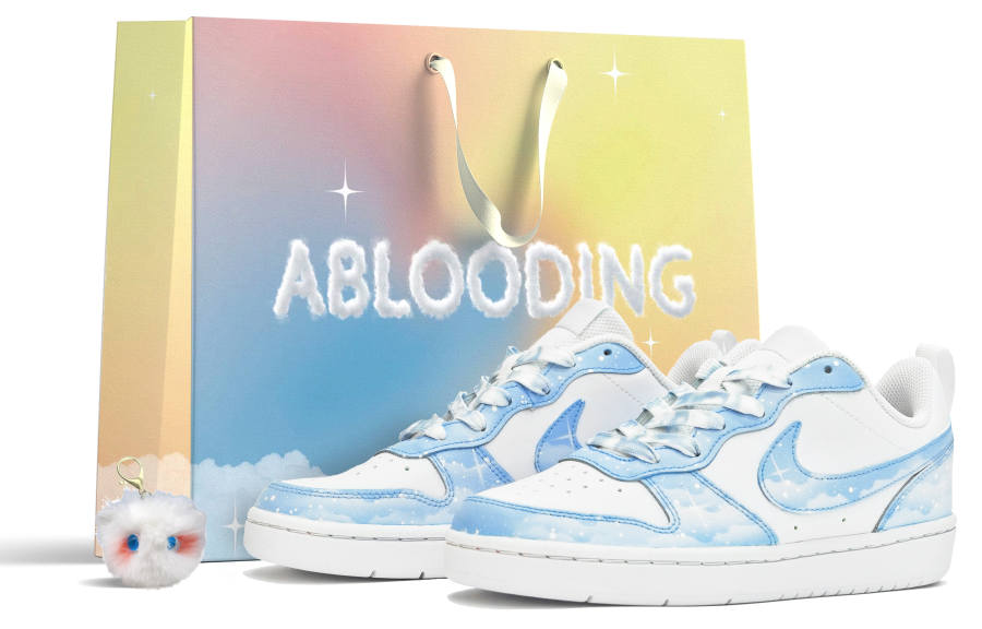 Nike Nike Court Borough ABLOODING Starry Sky Collection Low top Skateboard Shoes Women's GS Blue White