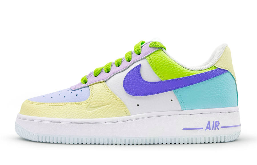 Nike Nike Air Force 1 REGO Hot Dog, Rainbow Nichang Abrasion Resistant Low top Skateboard Shoes Women's Pink White Blue