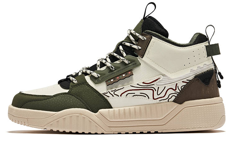 Erke Synthetic Leather, Textile Wrapping, Wear Resistant And Non Slip Mid top Skateboard Shoes Men's