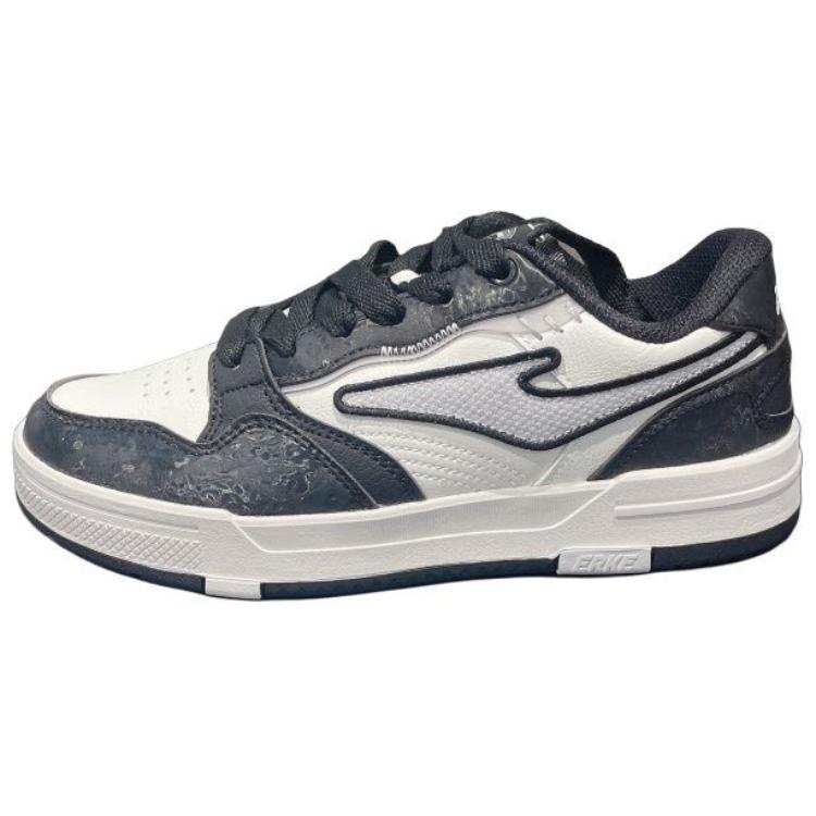 Erke Slip Resistant Abrasion Resistant Low top Skateboard Shoes Women's White Black