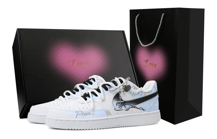 Nike Nike Court Vision 1 Heart Box & Rose Blue Mail Set Slip Resistant Cushioning Low top Skateboard Shoes Men's Light Blue