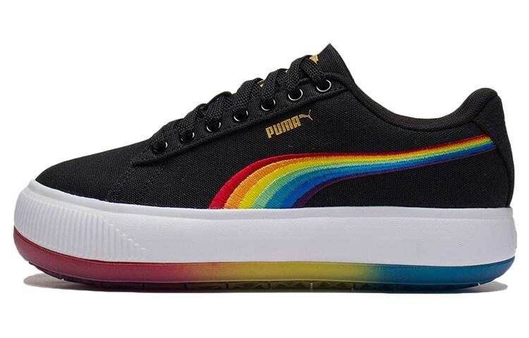 PUMA Suede Mayu Prism Low Tops Thick Sole Skateboarding Shoes Black Women's